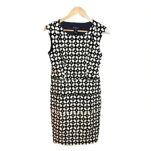 EnFocus Studio Dress Midi Cold-shoulder Black-white Geometric Print Size 4